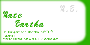 mate bartha business card